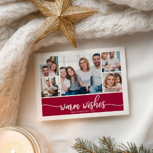 5 foto's collage warme wensen eenvoudige kerst briefkaart