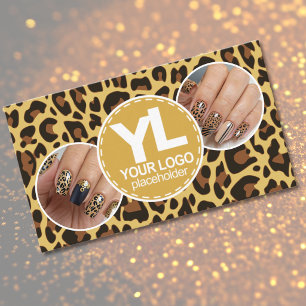 5 Foto's Logo Sjabloon Luipaardprint Rockabilly Visitekaartje