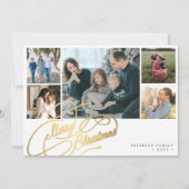 5 foto's Merry Kerstelegant script collage Feestdagenkaart (Voorkant)