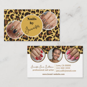 5 Foto's Nails Signature Sjabloon Leopard Print Visitekaartje