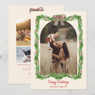5 foto's plaid boog rustieke kerst Foto Feestdagenkaart