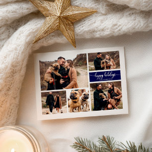 5 foto's Prettig kerstfeest Moderne collage Marine Briefkaart