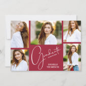 5 Foto's Rode Afstudeerfeest Kaart (Voorkant)