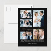 5 foto's Script Love Wedding Bedankt Zwart Briefkaart (Voorkant / Achterkant)