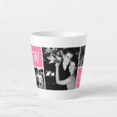 5-Fotosjabloon Roze monogram Latte Mok (Voorkant)
