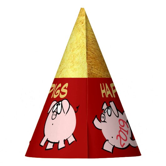 5 Funny Cartoon Comics Varkensjaar Verjaardagsfees Feesthoedjes (Achterkant)