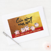 5 Funny Cartoon Comics Vietnamees varkensjaar 2019 Rechthoekige Sticker (Envelop)