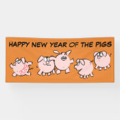 5 Funny Cartoon Pig Year 2019 kiest kleurenbanner Spandoek (Horizontaal)