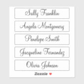 5 Gasten Namen Moderne Elegante Kalligrafie Sticker (Vel)