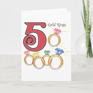 5 Gold Rings Feestdagen Kaart