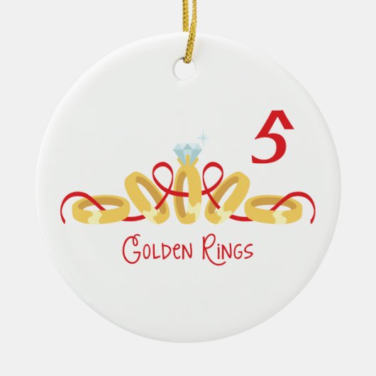 5 Golden Rings Keramisch Ornament (Voorkant)