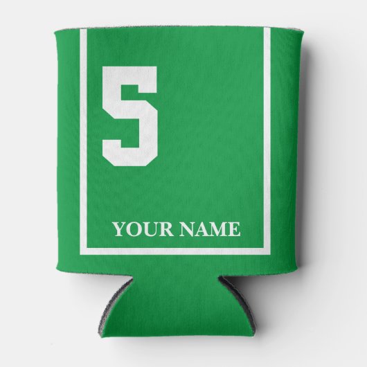 5 Groen met Witte Paard Zadeldeken Custom Blikjeskoeler (Voorkant)