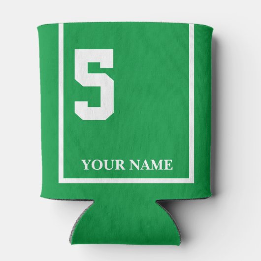 5 Groen met Witte Paard Zadeldeken Custom Blikjeskoeler (Achterkant)