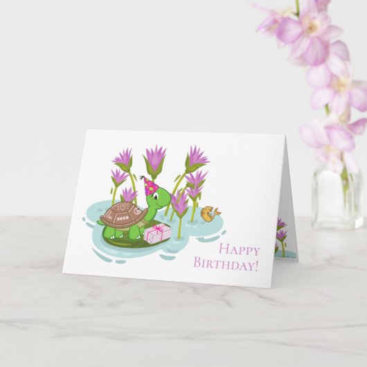 5-inch x7-schildpad met Pet en cadeau op feestdag Kaart (Orchidee)