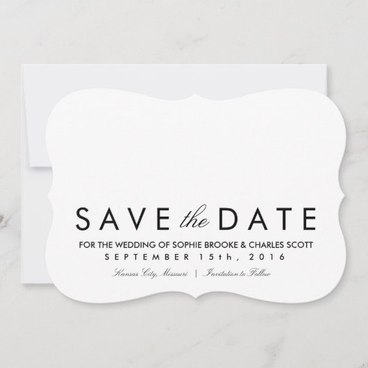 5-inch x 7-inch eenvoudige grafische beugel Bespaa Save The Date (Voorkant)