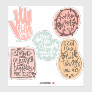 5 inspirerende Bijbelcitaten Handschrift Doodles Sticker