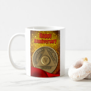 5 Jaar Aangepaste Naam AA Munt Glitters Koffiemok