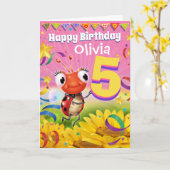 5 jaar Aangepaste verjaardagskaart Little Ladybug  Kaart (Gele Bloem)