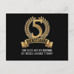 5 jaar Jubileum vennootschap met werknemers Briefkaart