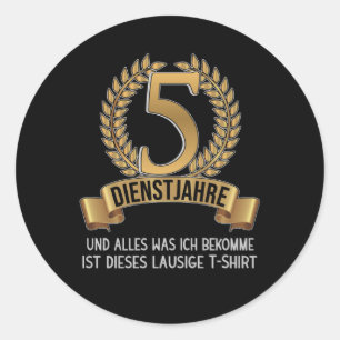 5 jaar Jubileum vennootschap met werknemers Ronde Sticker