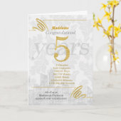 5 jaar Jubileum werknemers Kaart (Gele Bloem)