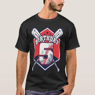 5 jaar oud 5e honkbal verjaardagsfeestje thema jon t-shirt