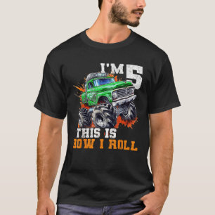 5 Jaar Oud 5e Verjaardag Monster Truck Auto Thema T-shirt