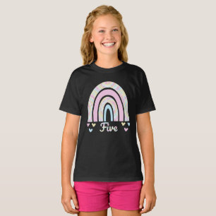 5 jaar oud 5e verjaardag Stropdas-kleurstofregenbo T-shirt