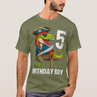 5 jaar oud Dinosaur Pirate 5th Birthday Boy T-shirt