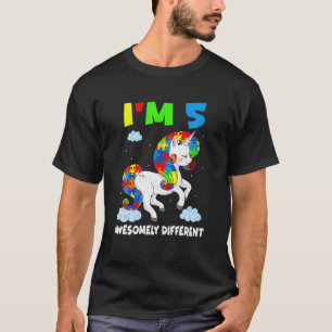 5 jaar oud - geboorte Unicorn Puzzle April Autisme T-shirt