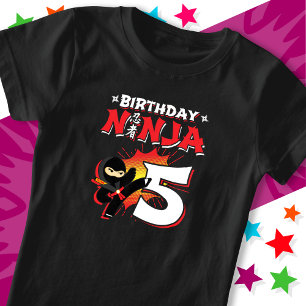 5 jaar oud stripboek stijl ninja 5e verjaardag t-shirt