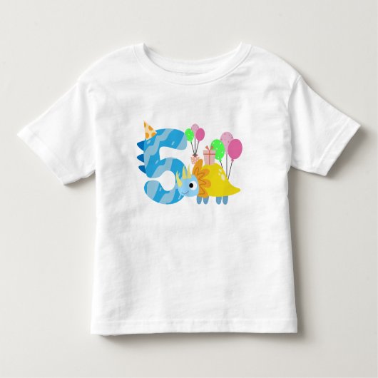 5 jaar oude dinosaurus verjaardag kinder shirts (Voorkant)