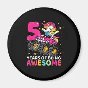 5 Jaar Oude Eenhoornrijdende Monstertruck 5e Verja Magneet