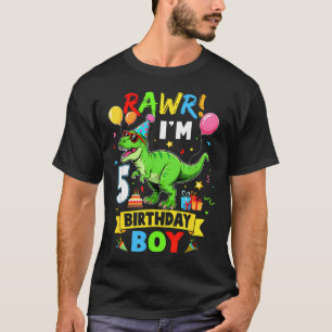 5 jaar oude jongen 5e verjaardag jongen T Rex T-shirt