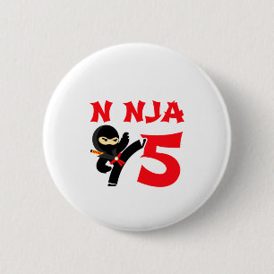 5 Jaar Oude Karate Ninja Feest Kids 5e Verjaardag  Ronde Button 5,7 Cm