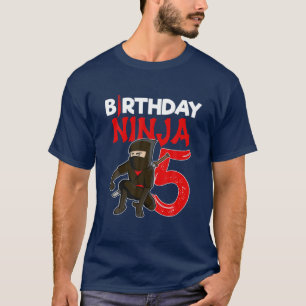 5 jaar Oude Kinder Ninja Theme Birthday Party T-shirt