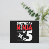 5 Jaar Oude Ninja Feest Stars Kinderen 5e Verjaard Briefkaart (Staand voorkant)