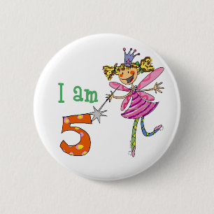 5 jaar oude prinses fairy ronde button 5,7 cm