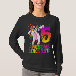 5 jaar oude Unicorn Dabbing 5th Birthday Girl Unic T-shirt