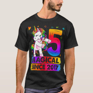 5 jaar oude Unicorn Flossing 5th Birthday Girl Uni T-shirt