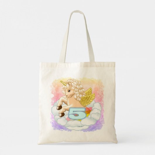 5 Jaar Oude Verjaardag Eenhoorn canvas tassen (Achterkant)