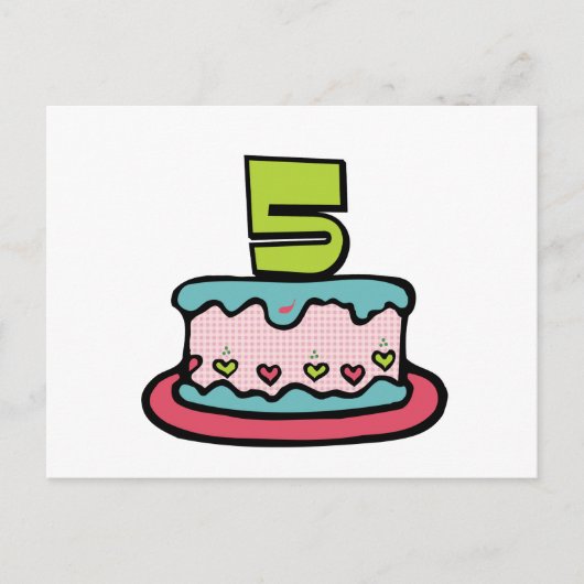 5 jaar oude verjaardagsCake Briefkaart (Voorkant)