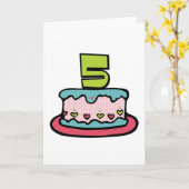 5 jaar oude verjaardagsCake Kaart (Gele Bloem)