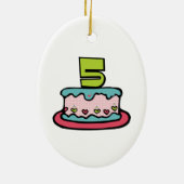 5 jaar oude verjaardagsCake Keramisch Ornament (Achterkant)