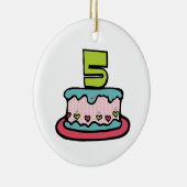 5 jaar oude verjaardagsCake Keramisch Ornament (Rechts)