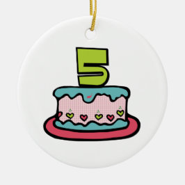 5 jaar oude verjaardagsCake Keramisch Ornament