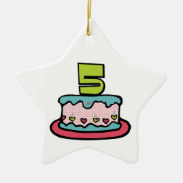 5 jaar oude verjaardagsCake Keramisch Ornament
