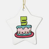 5 jaar oude verjaardagsCake Keramisch Ornament (Links)