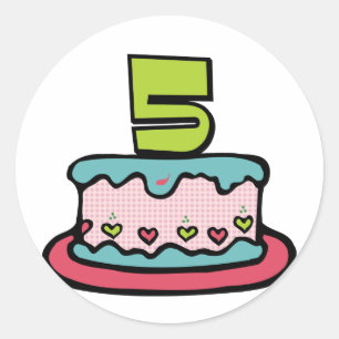 5 jaar oude verjaardagsCake Ronde Sticker