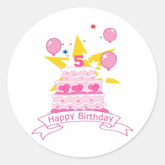 5 jaar oude verjaardagsCake Ronde Sticker (Voorkant)